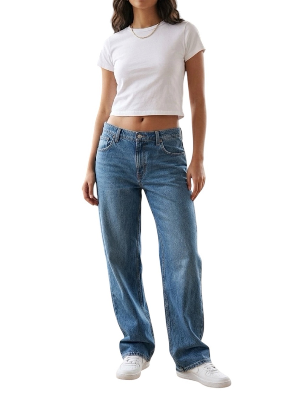 A&F Women’s Baggy Low Rise Medium Wash Blue Wide Leg Classic Jeans Size 30 Sz 10 - Picture 1 of 15